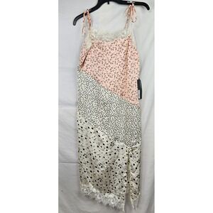 Future Collective Floral Lace Trim Satin Slip Dress Pink M Fairycore‎ Coquette